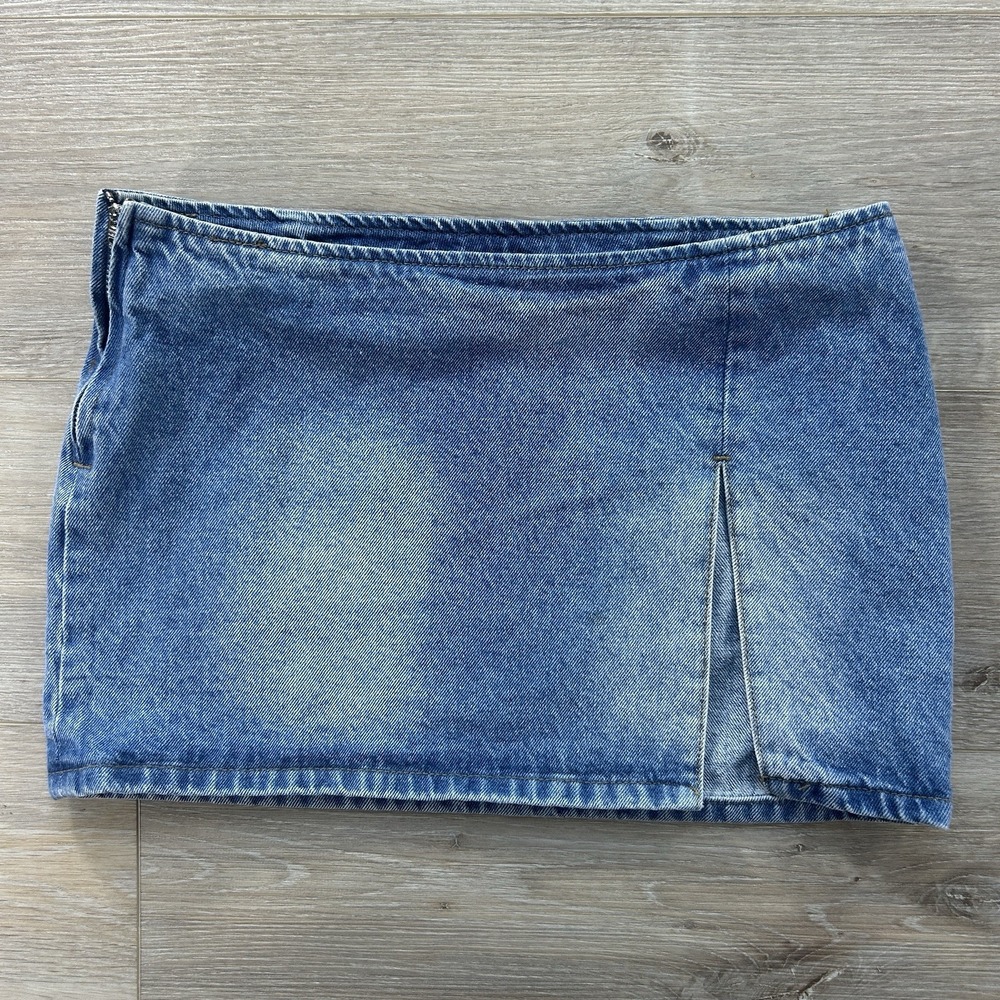 Edikted Women's‎ Small Katrina Slitted Denim Jean Mini Micro Skirt Grunge Fairy